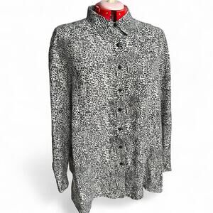 Anna and Frank 100% Silk Black & White Print Button Up Blouse